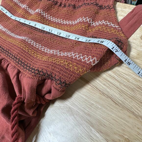 Free People NWT Sienna Smocked Jumpsuit Sumac Size XL Elastic Waist Rope Belt - Picture 8 of 10